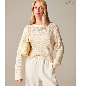 J. Crew Pointelle crewneck sweater in Antique White NEW CB900 Size XL Crop Fit